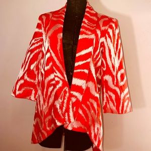 V10 NWT 3 SISTERS BLAZER COAT RED WHITE 1/2 SLEEVE SZ S